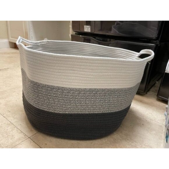 Large Cotton Rope Storage Basket: Humbson Baby Woven hamper -21.7 x 21.7 x 13.8
